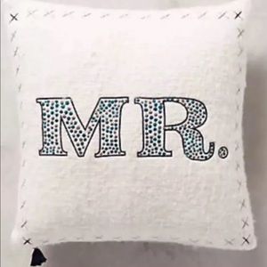 Anthropologie Merry Sentiment Pillow Mr Motif 18” Square